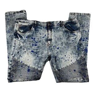 Paint Splatter Jeans Mens Another Hype Piece‎ 42/34 Super Stretchy Comfortable
